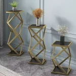 میز عسلی بلند استیل به رنگ برنز با رویه شیشه