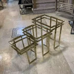 میز عسلی 3 تایی استیل طلایی با رویه شیشه