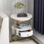 میز عسلی استیل به رنگ طلایی با رویه سنگ مرمر