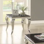 تک میز عسلی نقره ای با رویه شیشه