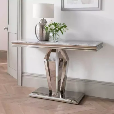 کنسول استیل به رنگ مسی و رویه سنگ مرمر