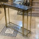 میز کنسول استیل طلایی و نقره ای با رویه سنگ