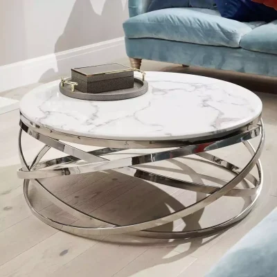 میز جلو مبلی استیل گرد کد 8014