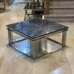 میز جلومبلی استیل با رویه سنگ مشکی