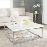 میز جلومبلی استیل با رویه سنگ سفیدکد 632