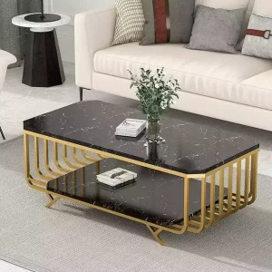 میز جلومبلی طلایی با رویه سنگ