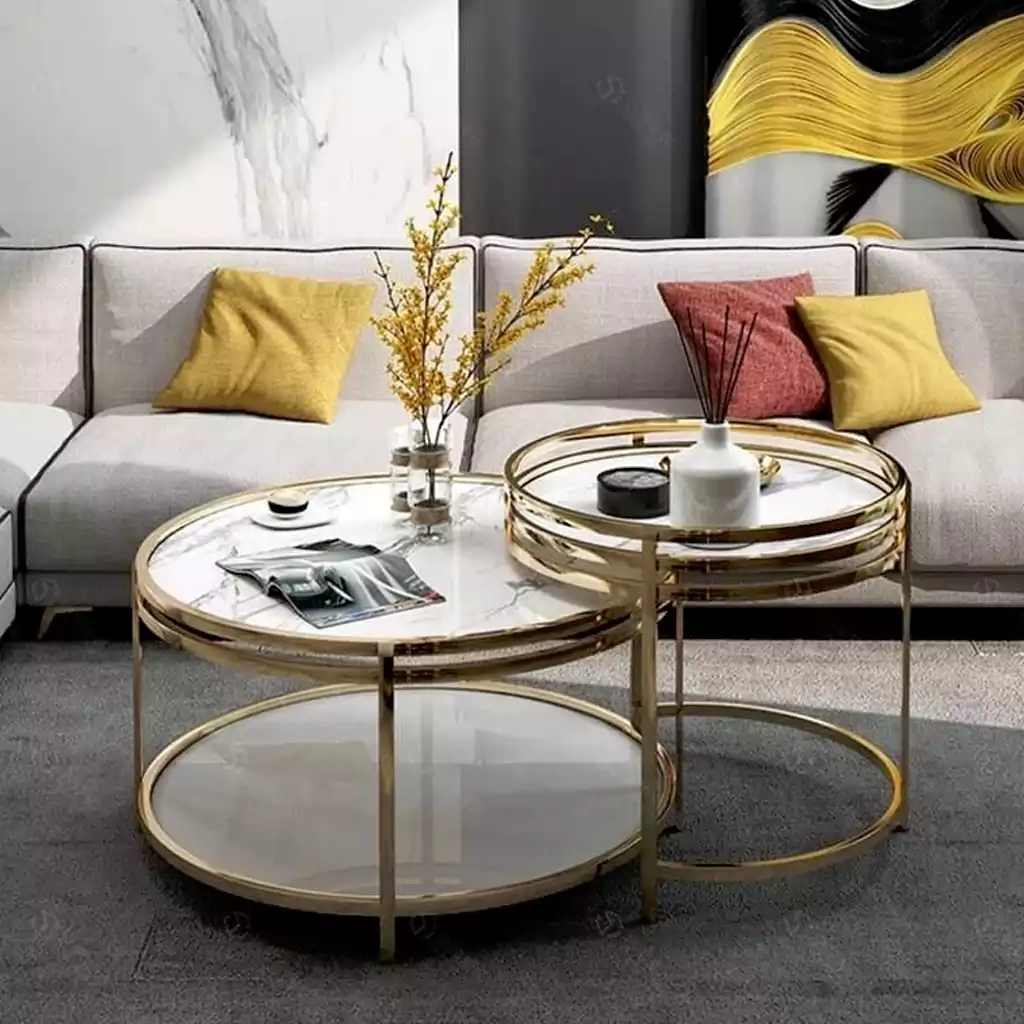 میز جلو مبلی گرد استیل کد 8015