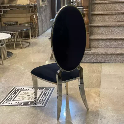 تک صندلی استیل نقره ای با رویه مخمل مشکی